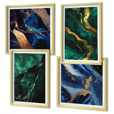Conjunto de 4 quadros com moldura com estampas de padrões elegantes em pedras