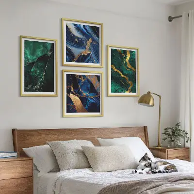 Conjunto de 4 quadros com moldura com estampas de padrões elegantes em pedras