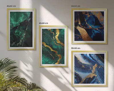 Conjunto de 4 quadros com moldura com estampas de padrões elegantes em pedras