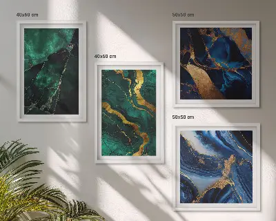 Conjunto de 4 quadros com moldura com estampas de padrões elegantes em pedras