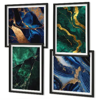 Conjunto de 4 quadros com moldura com estampas de padrões elegantes em pedras
