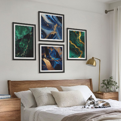 Conjunto de 4 quadros com moldura Padrões elegantes em pedras