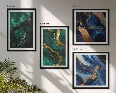 Conjunto de 4 quadros com moldura com estampas de padrões elegantes em pedras