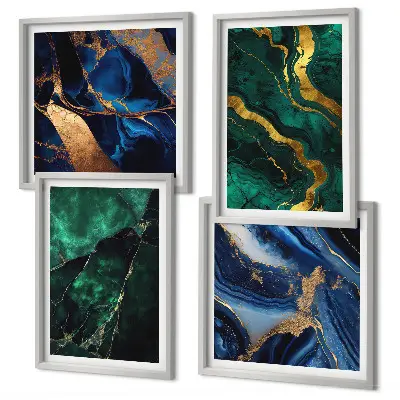 Conjunto de 4 quadros com moldura com estampas de padrões elegantes em pedras