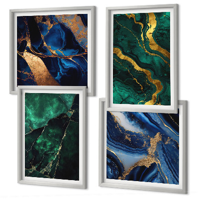 Conjunto de 4 quadros com moldura Padrões elegantes em pedras