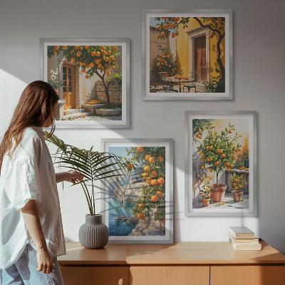 Composição de quadros Paisagens cítricas pintadas