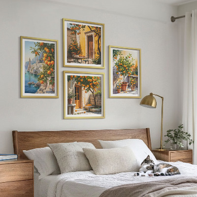 Composição de quadros Paisagens cítricas pintadas