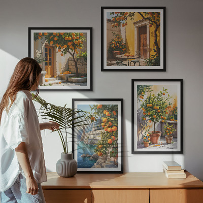 Composição de quadros Paisagens cítricas pintadas