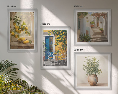 Conjunto de 4 quadros com moldura Arquitetura da cidade de Lemons