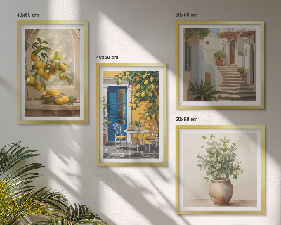 Conjunto de 4 quadros com moldura Arquitetura da cidade de Lemons
