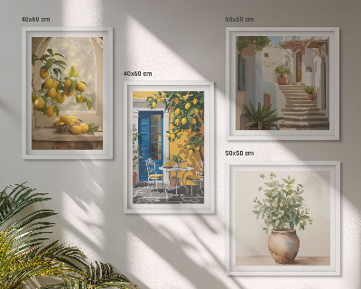 Conjunto de 4 quadros com moldura Arquitetura da cidade de Lemons