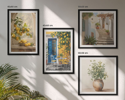 Conjunto de 4 quadros com moldura Arquitetura da cidade de Lemons