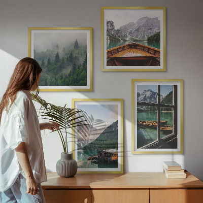 Composição de quadros Casas de campo no lago de montanha em Łódź