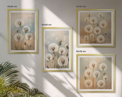 Políptico com moldura flores de dente-de-leão em tons pastel