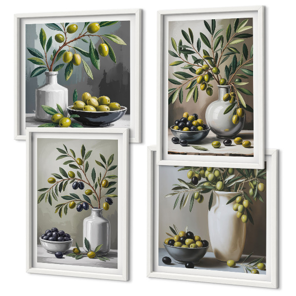 Composição de quadros Azeitonas em cinza cerâmico