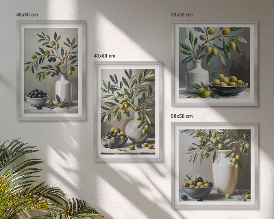 Composição de quadros Azeitonas em cinza cerâmico