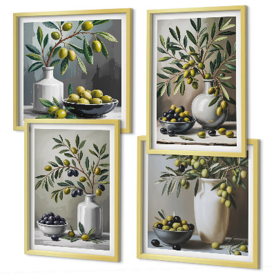 Composição de quadros Azeitonas em cinza cerâmico