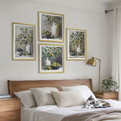 Composição de quadros Azeitonas em cinza cerâmico