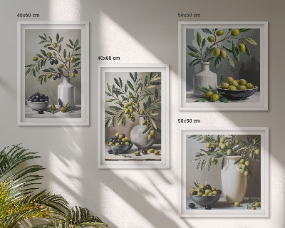 Composição de quadros Azeitonas em cinza cerâmico