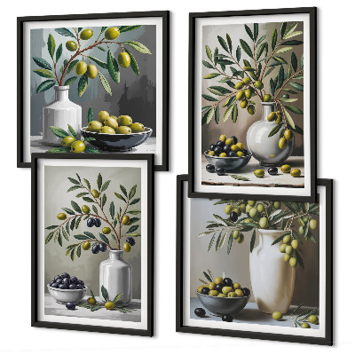 Composição de quadros Azeitonas em cinza cerâmico