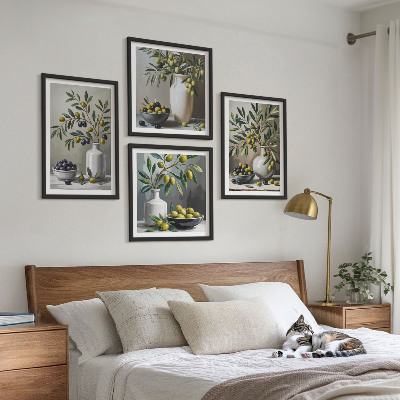 Composição de quadros Azeitonas em cinza cerâmico