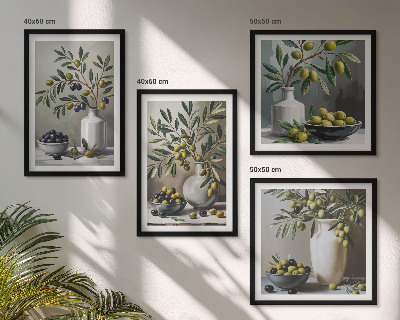 Composição de quadros Azeitonas em cinza cerâmico
