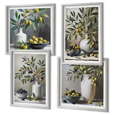 Composição de quadros Azeitonas em cinza cerâmico