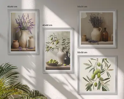 Conjunto de 4 quadros com moldura com estampas de flores em vasos