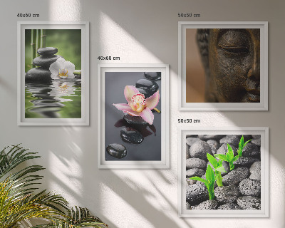 Políptico com moldura Composição Zen Tranquila de Buda com Flores
