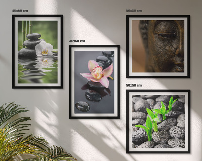 Políptico com moldura Composição Zen Tranquila de Buda com Flores