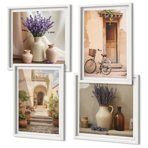 Composição de quadros Flores de lavanda e arquitetura