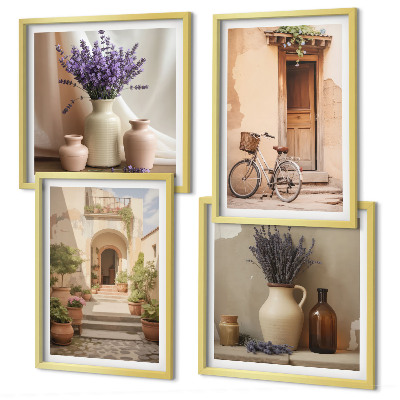 Composição de quadros Flores de lavanda e arquitetura