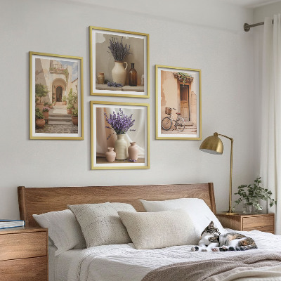 Composição de quadros Flores de lavanda e arquitetura