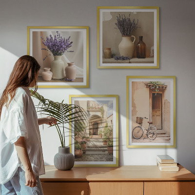 Composição de quadros Flores de lavanda e arquitetura
