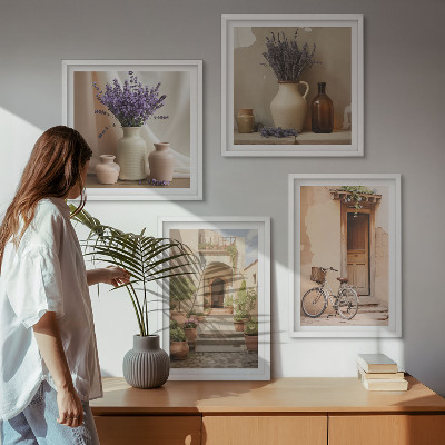 Composição de quadros Flores de lavanda e arquitetura