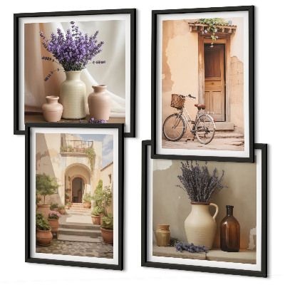 Composição de quadros Flores de lavanda e arquitetura