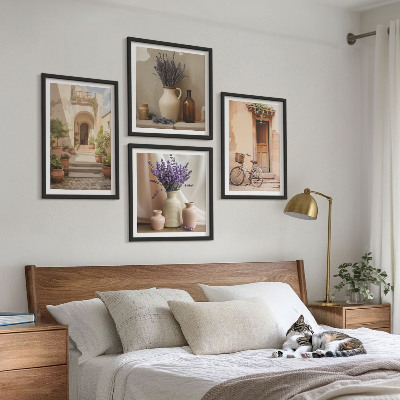 Composição de quadros Flores de lavanda e arquitetura
