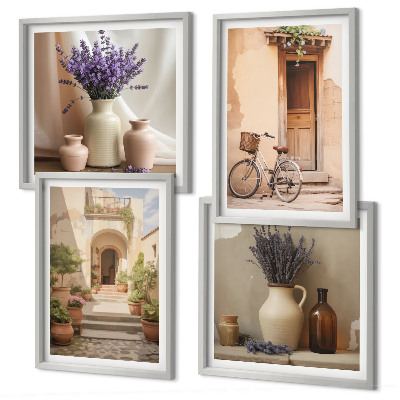 Composição de quadros Flores de lavanda e arquitetura