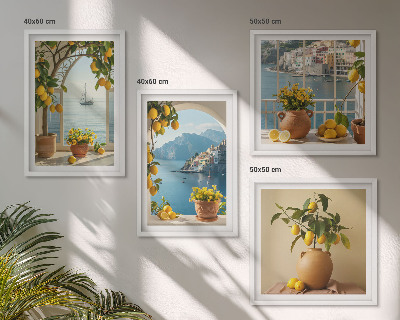 Conjunto de 4 quadros com moldura flores de limão da cidade litorânea