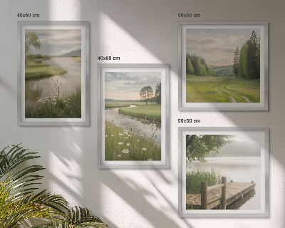 Composição de quadros Paisagens de verão, prado à beira do rio
