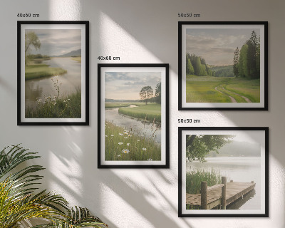 Composição de quadros Paisagens de verão, prado à beira do rio