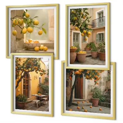 Jardim de citrinos ao sol políptico com moldura