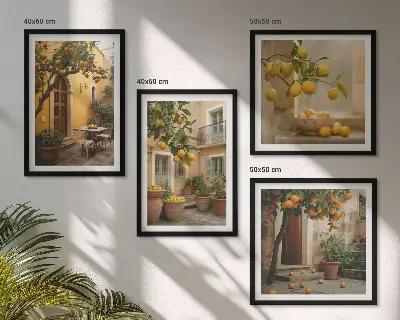 Jardim de citrinos ao sol políptico com moldura