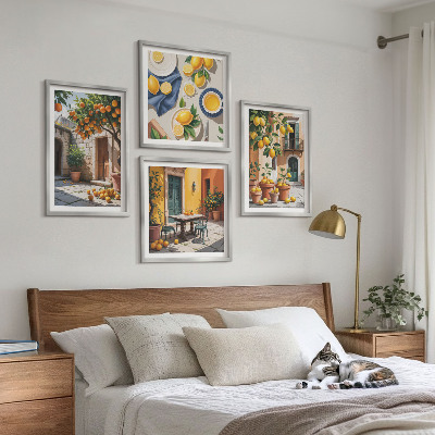 Composição de quadros Árvores cítricas em um jardim ensolarado