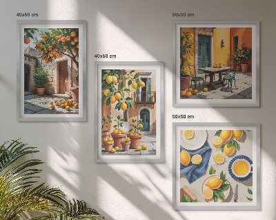 Composição de quadros Árvores cítricas em um jardim ensolarado