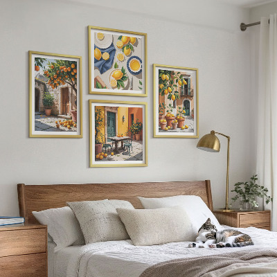 Composição de quadros Árvores cítricas em um jardim ensolarado