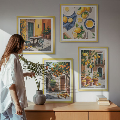 Composição de quadros Árvores cítricas em um jardim ensolarado