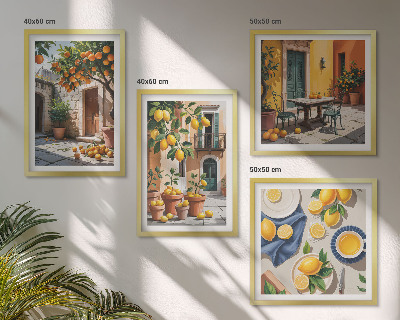 Composição de quadros Árvores cítricas em um jardim ensolarado