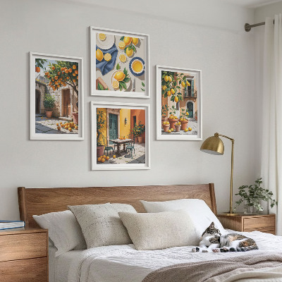 Composição de quadros Árvores cítricas em um jardim ensolarado