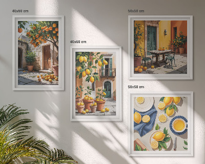 Composição de quadros Árvores cítricas em um jardim ensolarado